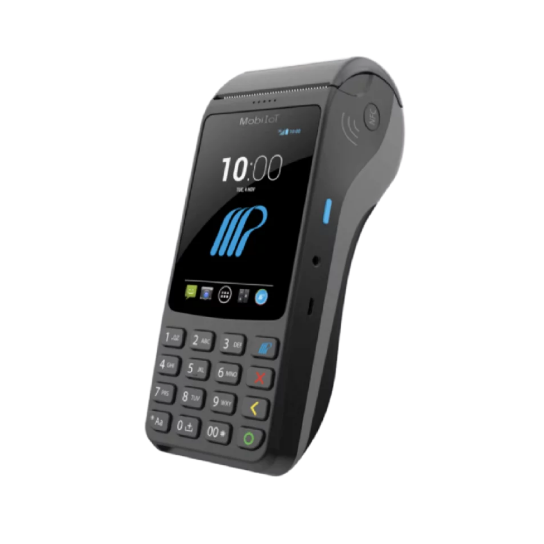 MobiPrint 3+MobiPrint 3+ is a connected POS terminal with a dual keypad (physical and virtual), a camera and contactless capability.